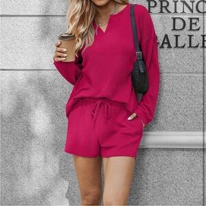Vibrant Pink V-Neck Sweater